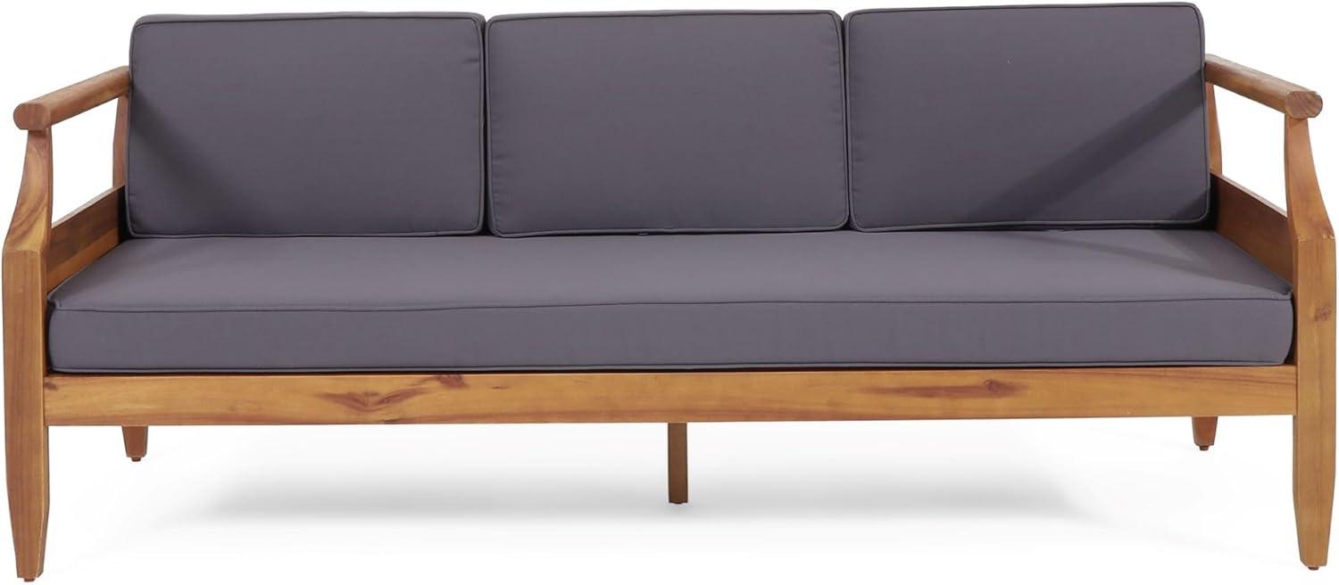 Aston Outdoor Mid-Century Modern Acacia Wood Sofa with Water-Resistant Cushions - Christopher Knight Home