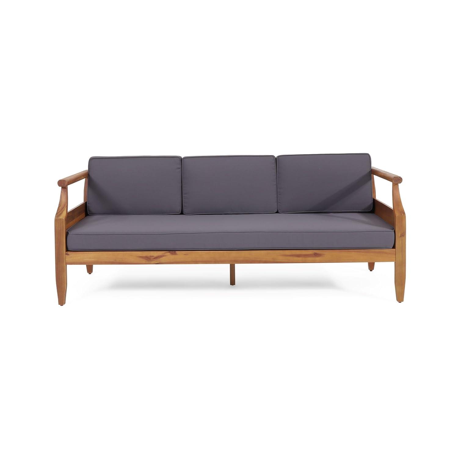 Aston Outdoor Mid-Century Modern Acacia Wood Sofa with Water-Resistant Cushions - Christopher Knight Home