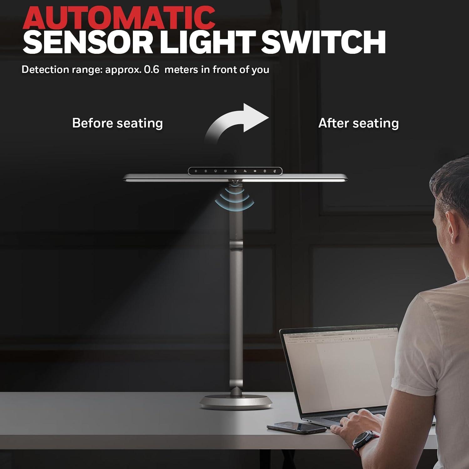 BEAUTY DEPOT Honeywell H9 Sunturalux? LED Desk Lamp For Eye Care: Auto-Sensing, 3 Color Temperatures, Stepless Dimming