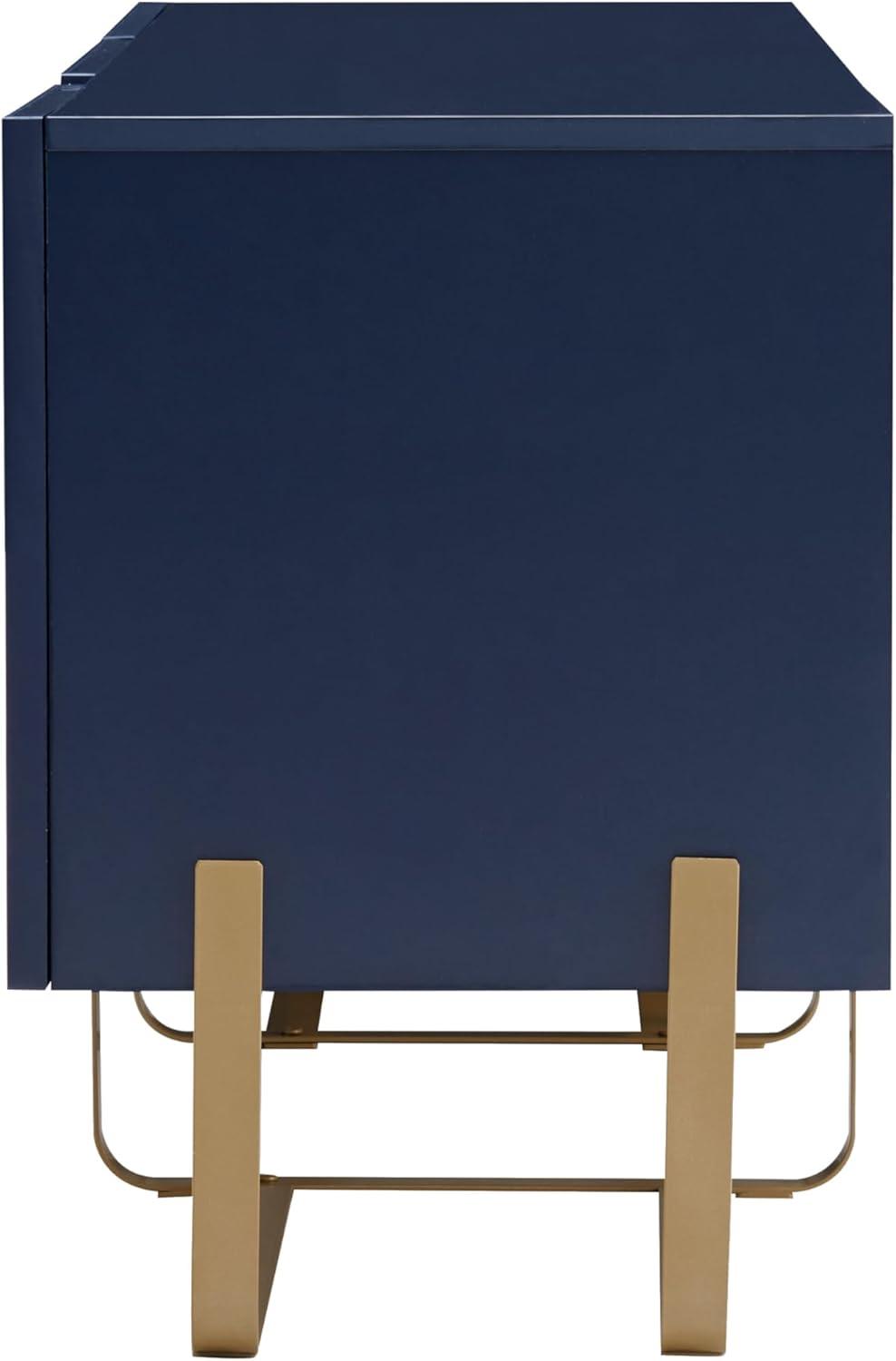 Denhour DH BASIC Modern 60-inch 3-Door Storage TV Stand by  Indigo Blue/Gold