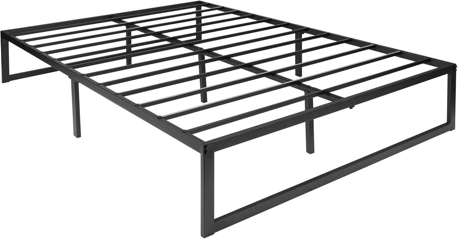 Modern Full Metal Platform Bed Frame with Underbed Storage, Black