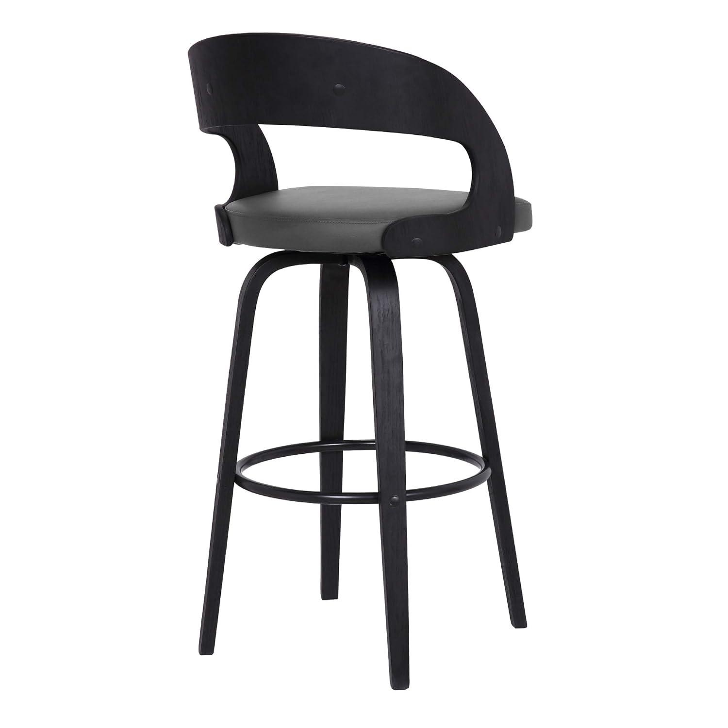 Shelly Contemporary Bar Stool Black/Gray - Armen Living