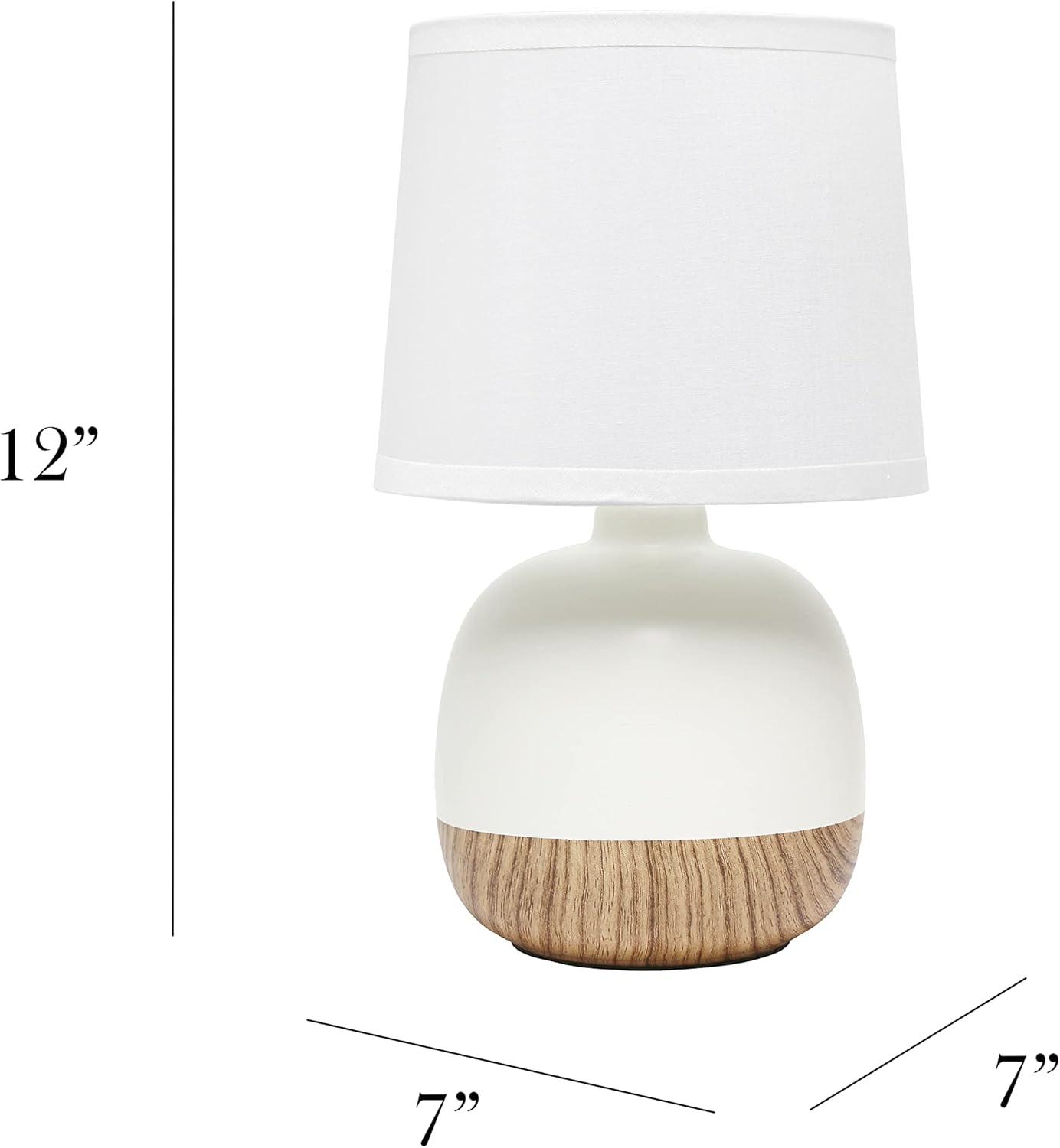 Simple Designs Petite Mid Century Table Lamp Light Wood and White