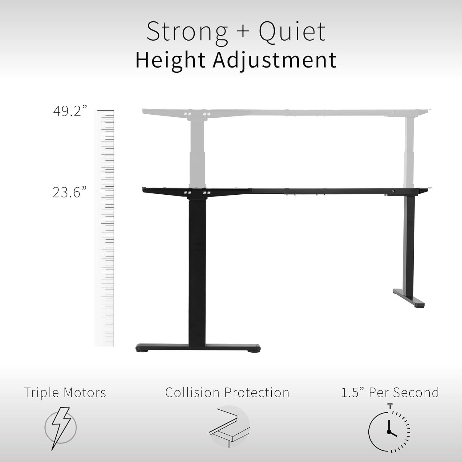 Vivo VIVO White Electric Motor Height Adjustable Corner 3 Leg Standing Desk Frame (Frame Only)