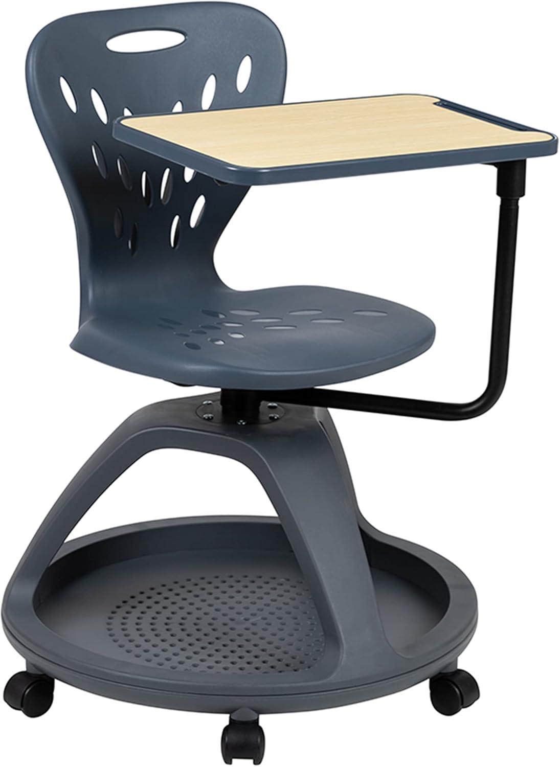 Flash Furniture Mobile Desk Chair with 360° Tablet Rotation and Storage Cubby