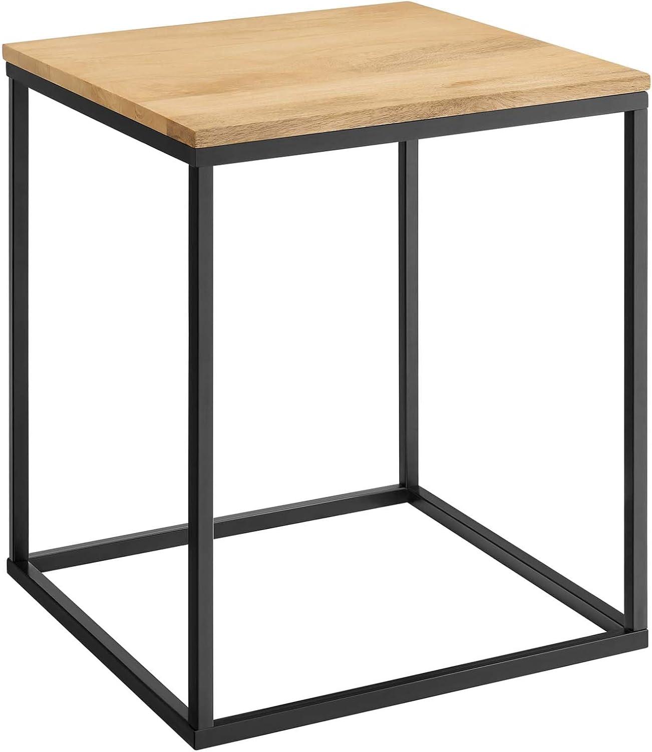 Zora Square Wood and Metal Side Table in Oak