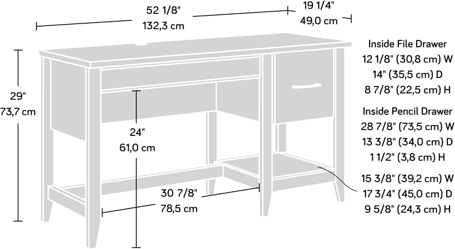 Summit Station 2 Drawer Desk Glacier Oak - Sauder: Home Office, Letter-Size File Storage, Laminated Surface: MDF Construction, Metal Hardware