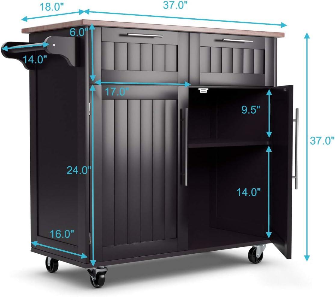 Costway Rolling Kitchen Cart Island Heavy Duty Storage Trolley Cabinet Utility