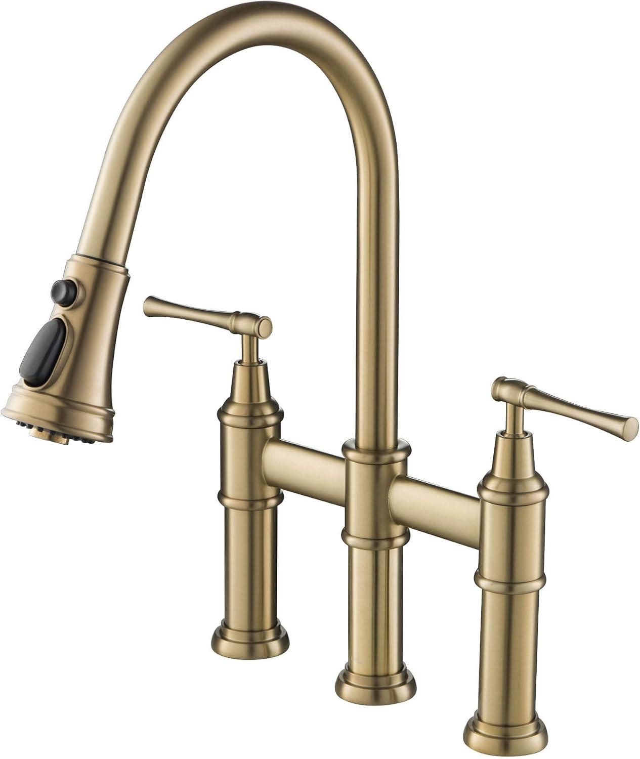 Kraus Allyn Transitional Bridge Kitchen Faucet and Water Filter Faucet Combo