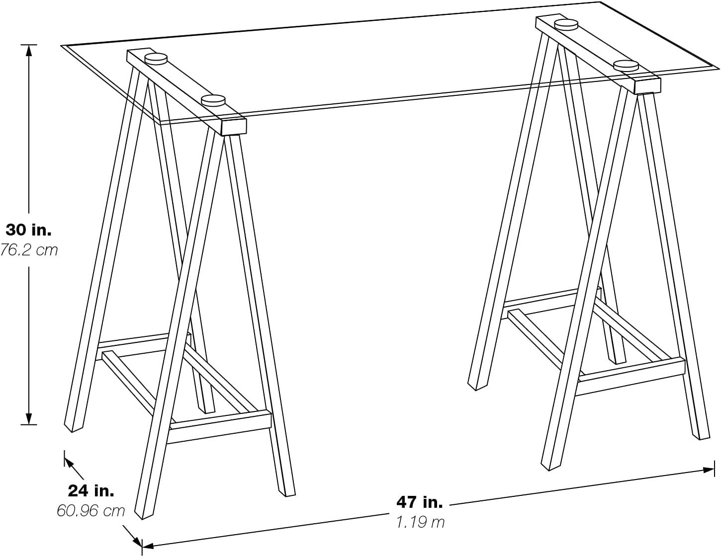 Middleton Writing Desk with Clear Glass Top and Black Base