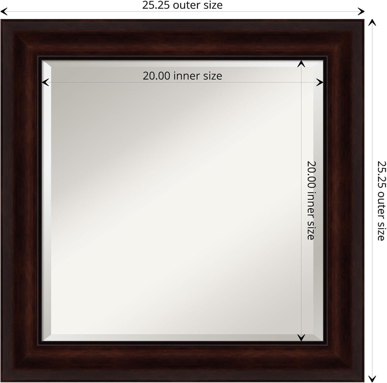 Amanti Art Beveled Bathroom Wall Mirror - Coffee Bean Brown Frame - Coffee Bean Brown Outer Size: 25 x 25 in