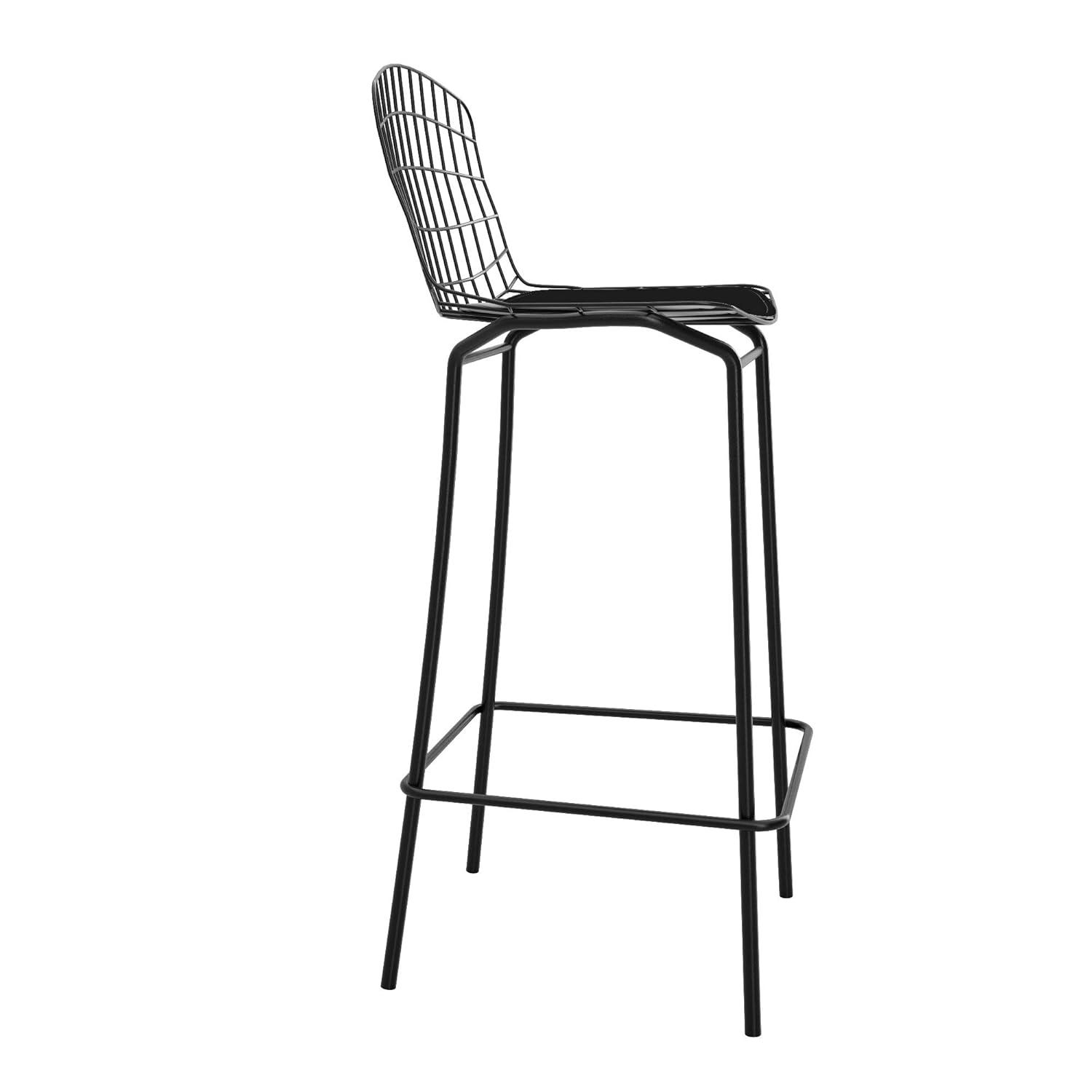 Madeline 41.73" Barstool with Seat Cushion in Black