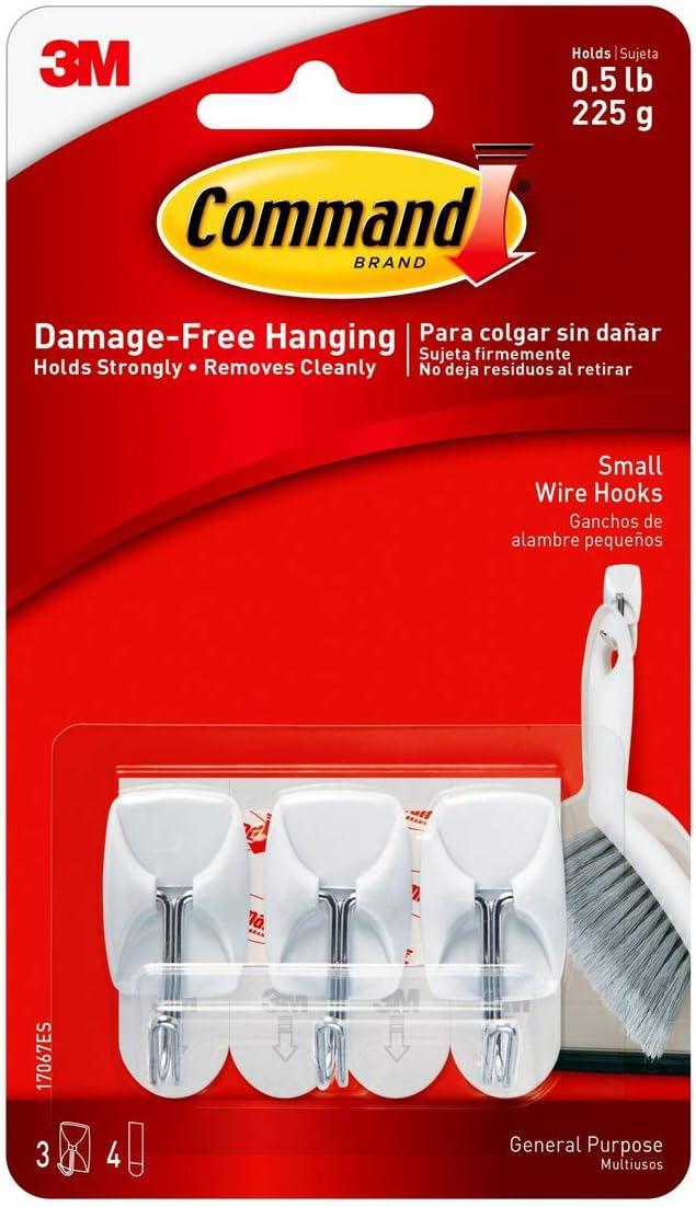 White Plastic Adhesive Small Wire Hooks, 3-Pack