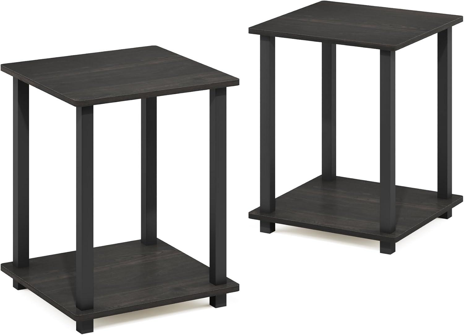 Furinno Simplistic End Table, Set of Two, Espresso/Black