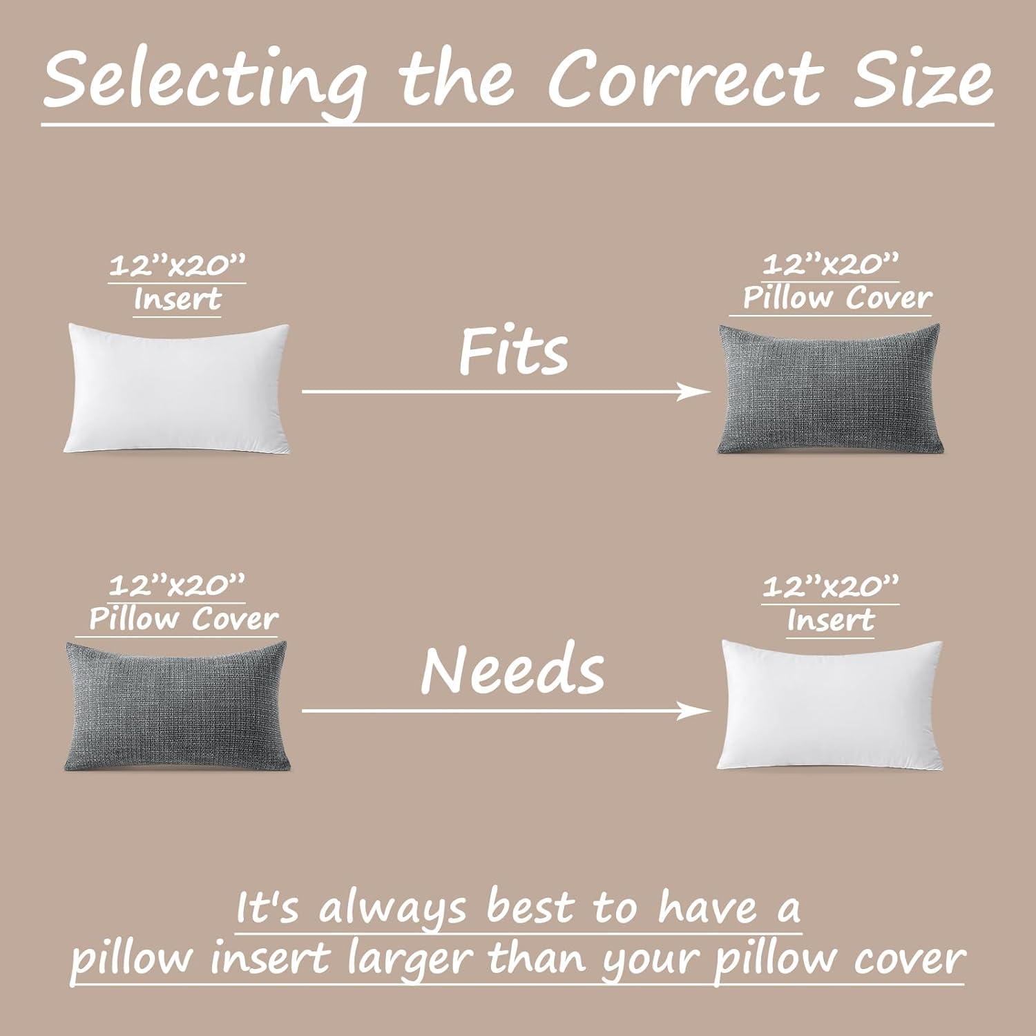 White Polyester 12x20 Lumbar Throw Pillow Inserts Set of 4