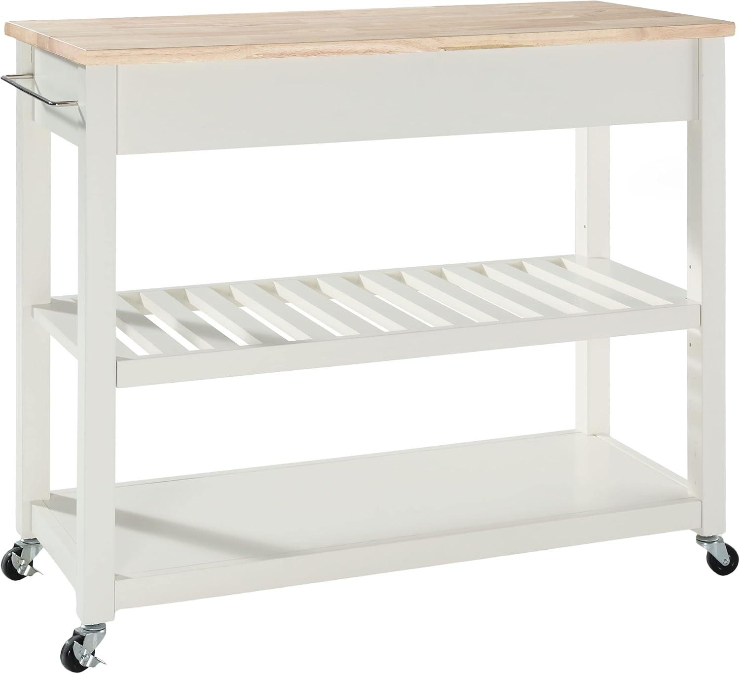 Natural Wood Top Kitchen Cart/Island with Optional Stool Storage - Crosley