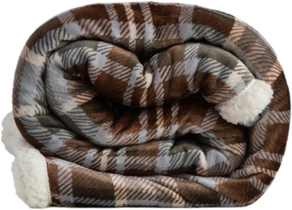 Grey Plaid Extra Plush Sherpa Throw Blanket, Large 54" x 68"