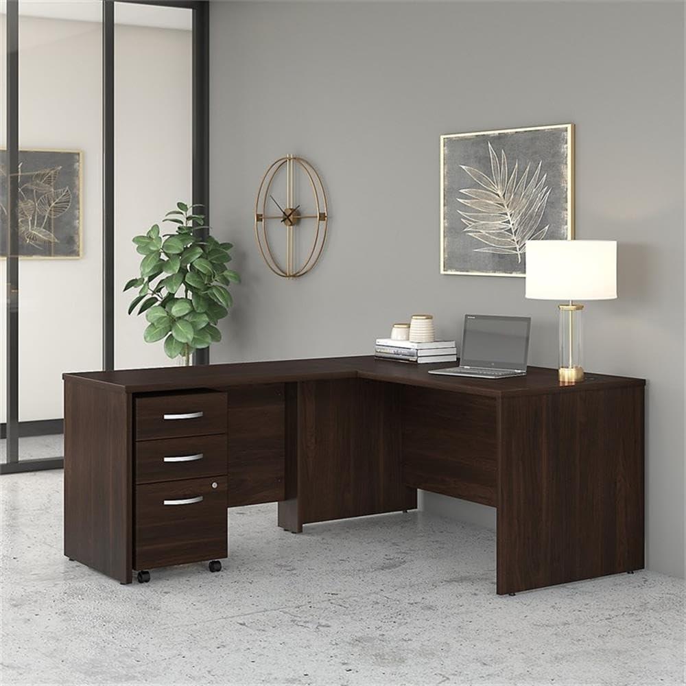 Bush Business Furniture Studio C L Shaped Desk with Mobile File Cabinet and Return