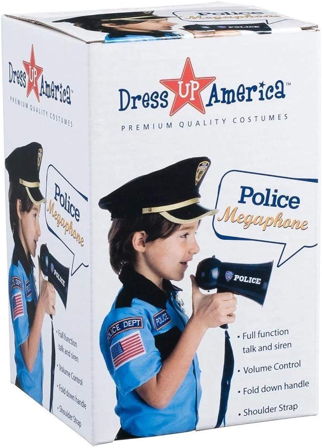 Dress Up America Pretend Play Police Officer's Megaphone with Siren Sound for Kids
