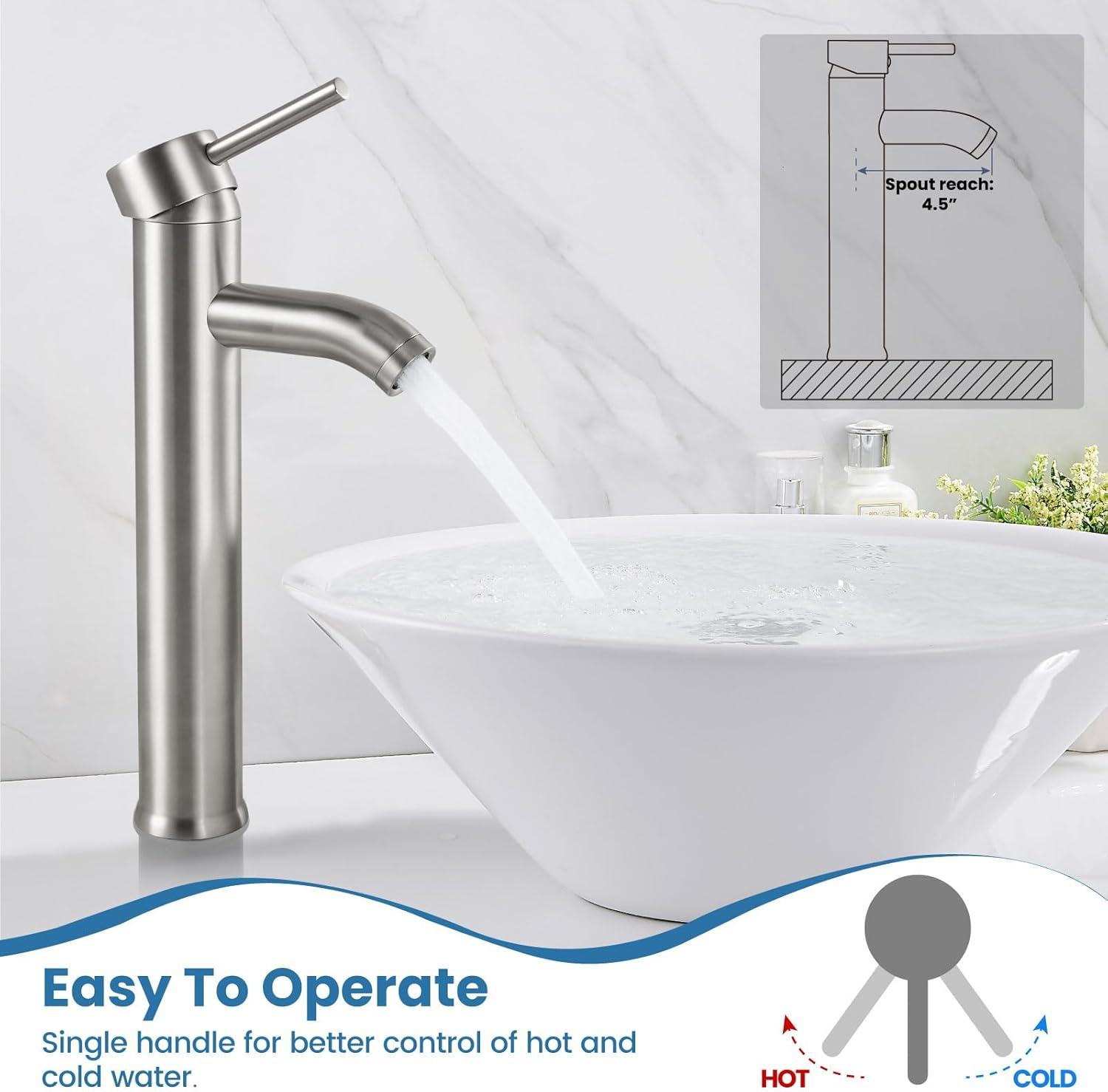 Vessel Sink Faucet Single-handle Bathroom Faucet with Drain Assembly