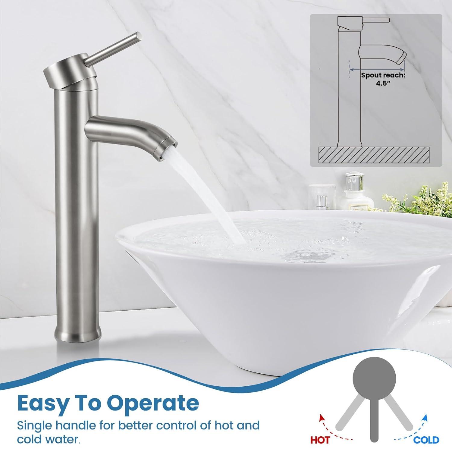 VIBRANTBATH Vessel Sink Faucet Single-handle Bathroom Faucet with Drain Assembly A-99052H-N-2