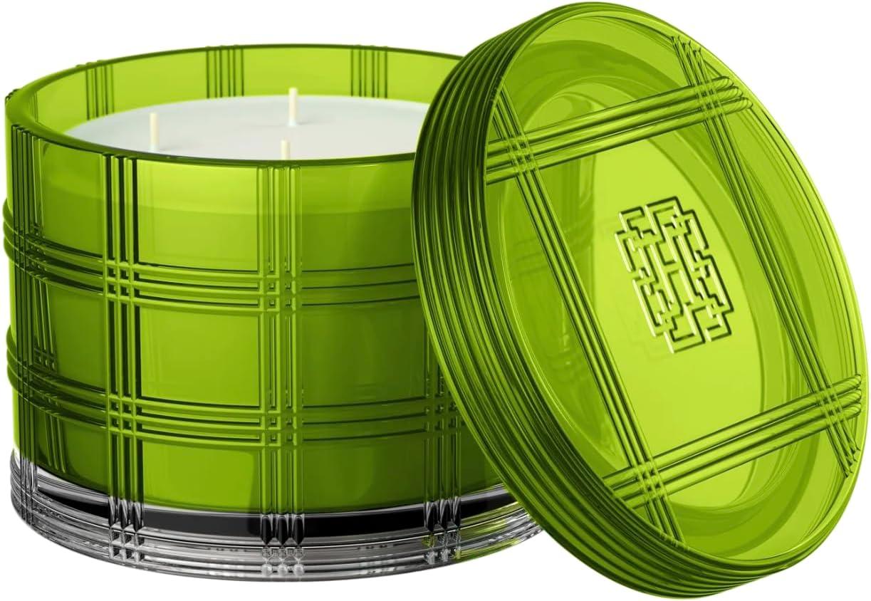 Golden Bamboo Green Glass Scented Candle with Gift Box