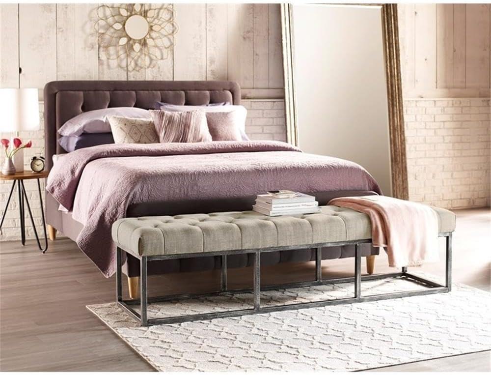 Danes Claire Tufted Bench with Iron Legs, Modern 72.5" Bench for Bedroom or Living Room