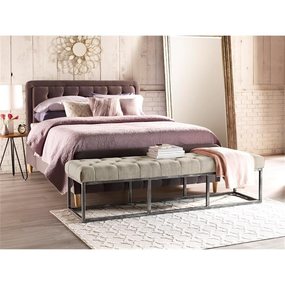 Danes Claire Tufted Bench with Iron Legs, Modern 72.5" Bench for Bedroom or Living Room