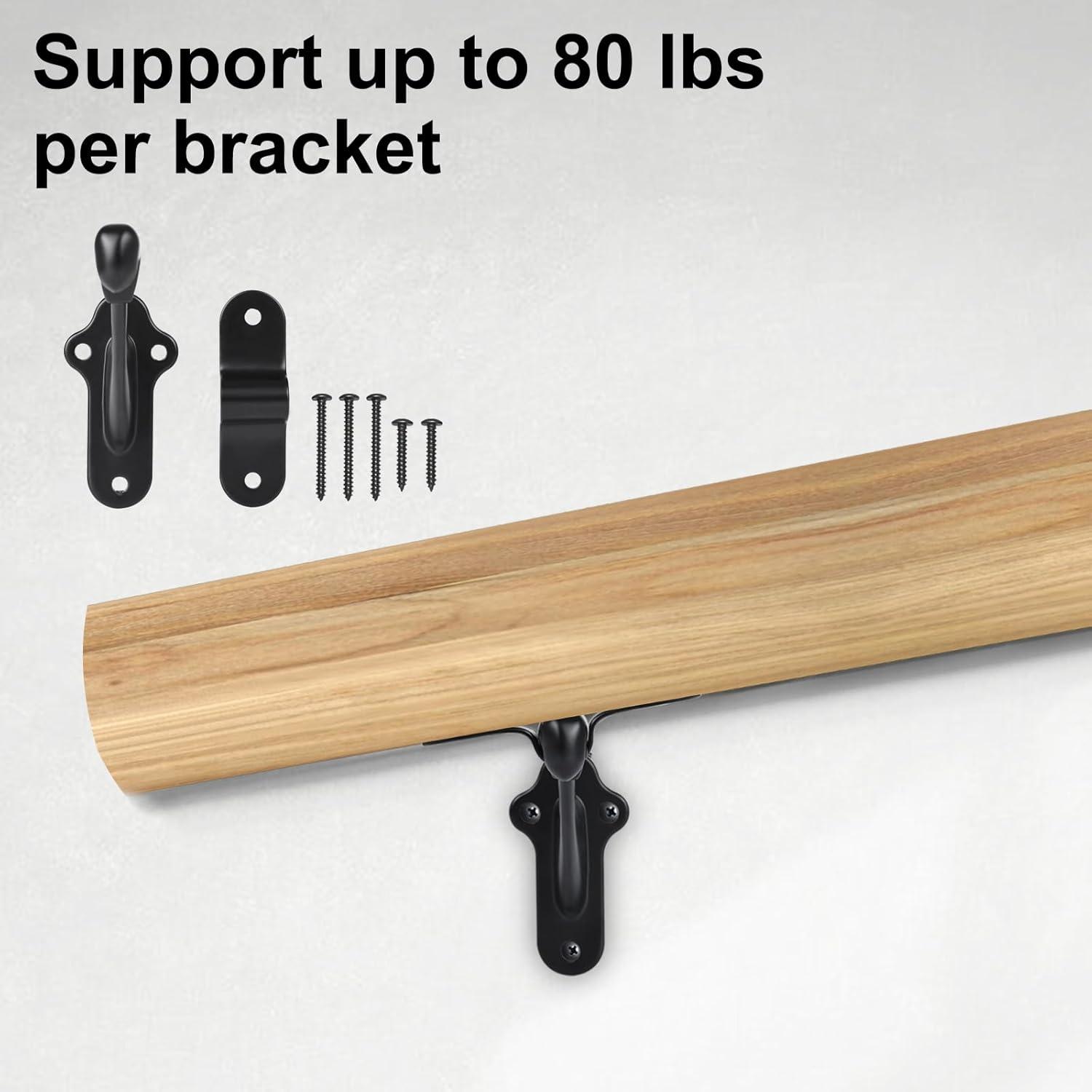 Design House 2.91" H x 2.2" W x 1.26" D Standard Handrail Bracket Heavy Duty Hardware for Stairways in Home or Office, Matte Black (Set of 5)