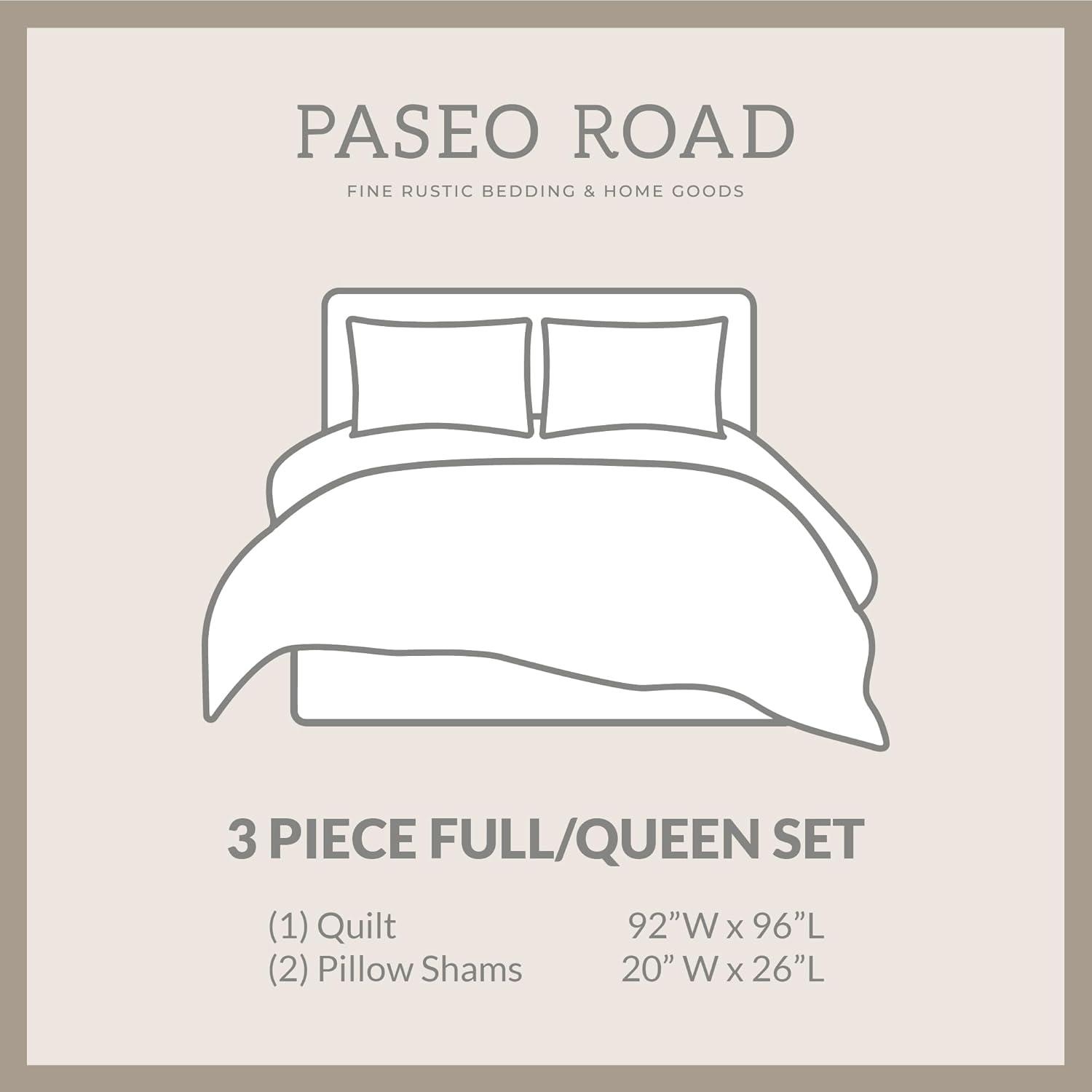 Paseo Road by HiEnd Accents Ranch Life White/Black Cotton Reversible Western Rustic Farmhouse 3 Piece Quilt Set