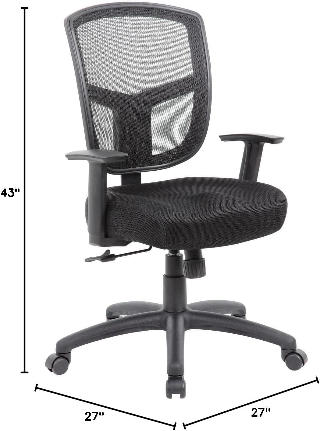 Task Chair Synchro-Tilt Black - Boss Office Products: Ergonomic Mesh, Adjustable Arms, Swivel Base