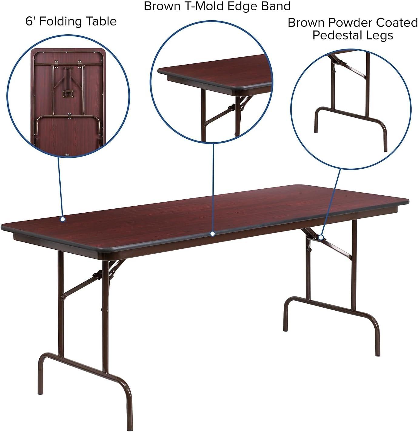 Wofford 24" x 48" Rectangular High Pressure Mahogany Laminate Folding Banquet Table