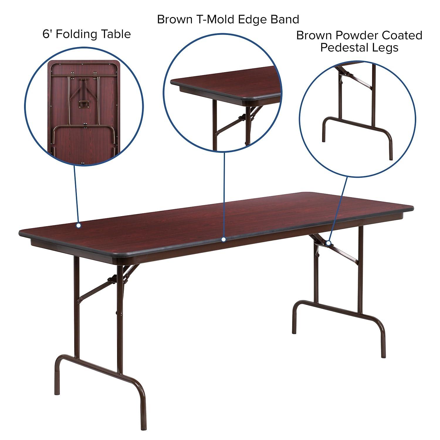 Flash Furniture Wofford 24" x 48" Rectangular High Pressure Mahogany Laminate Folding Banquet Table