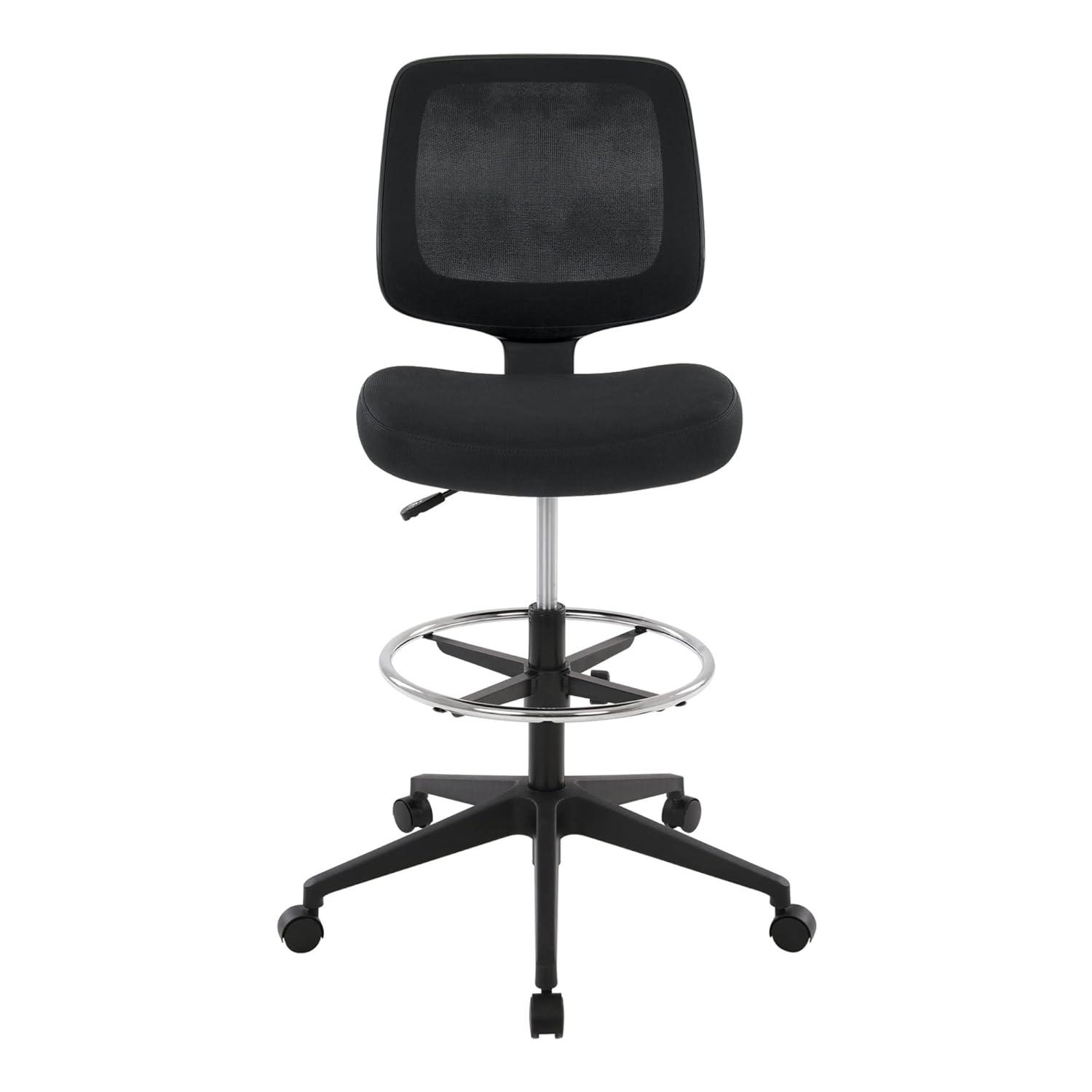 Realspace® Laristo Mesh/Fabric Mid-Back Drafting Chair, Black, BIFMA Compliant