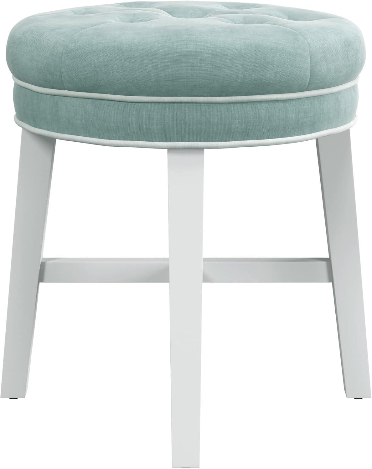 18" Sophia Tufted Backless Wood Vanity Stool Spa Blue - Hillsdale Furniture