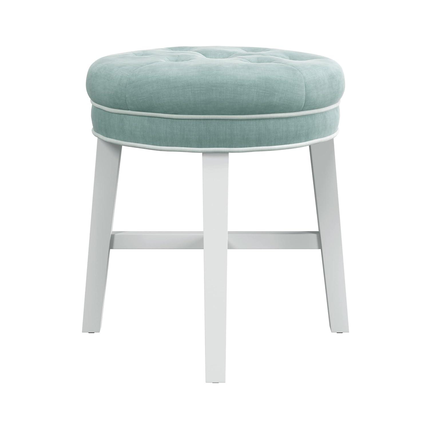 18" Sophia Tufted Backless Wood Vanity Stool Spa Blue - Hillsdale Furniture