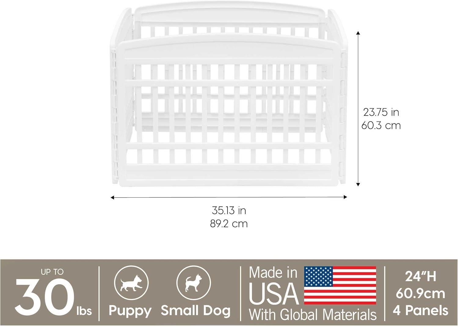 White Plastic 4-Panel Pet Playpen for Small Dogs