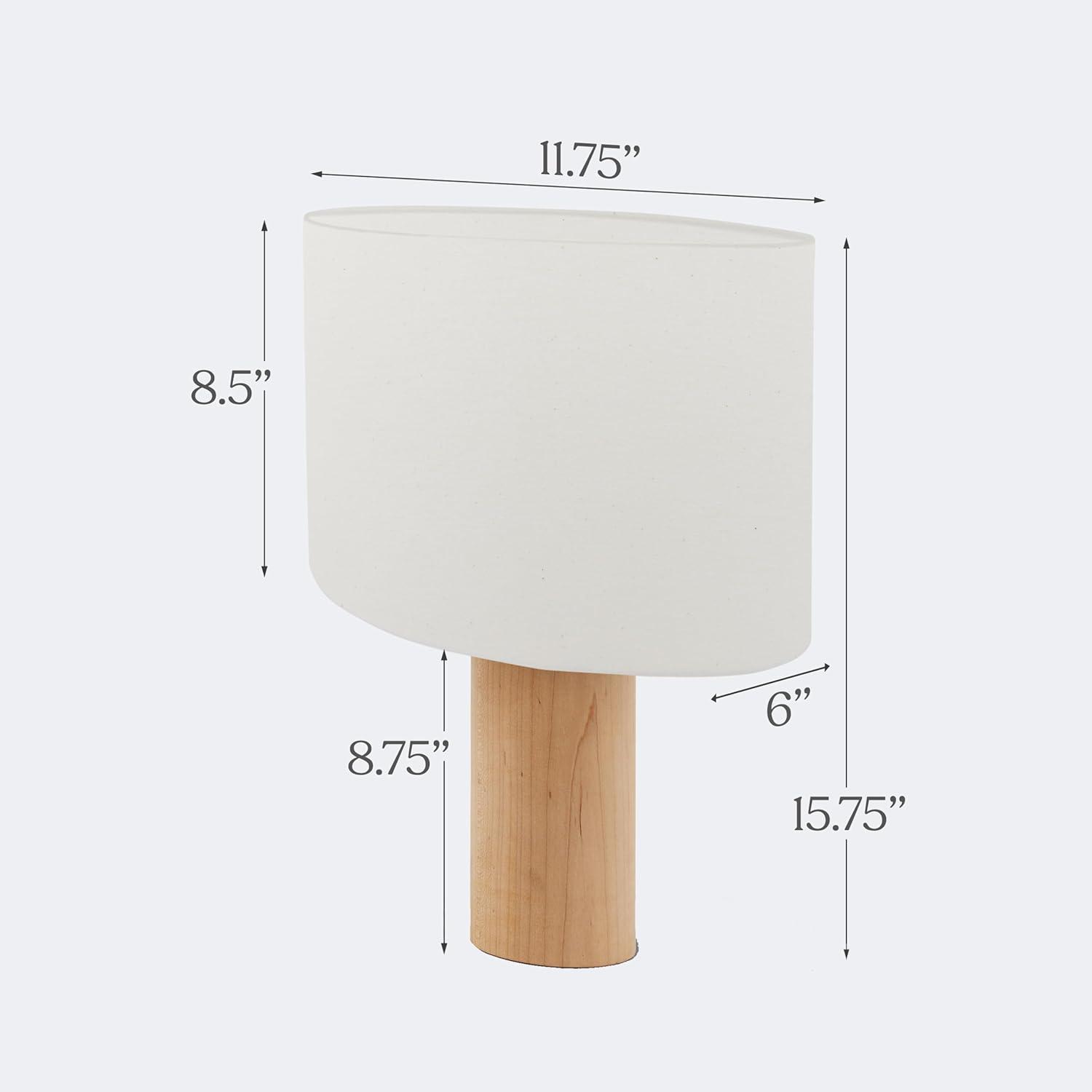 Mia 15.75" Midcentury LED Table Lamp With Natural Maple Wood Base