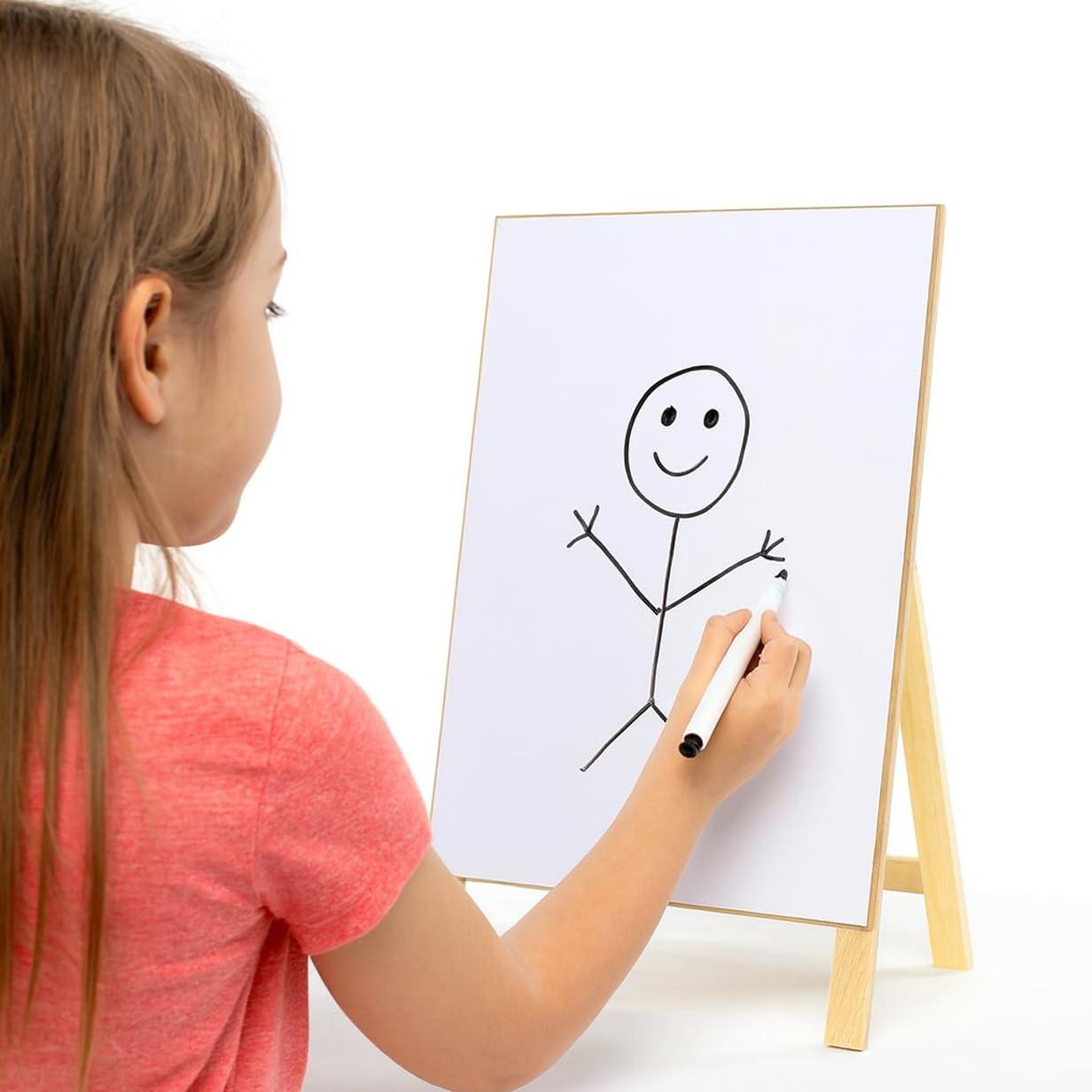 Hampton Art Dry Erase Chalk Easel W/Marker & Chalk, Chalkboard Easel, A Frame Chalkboard Sign, Whiteboard Easel For Classroom, Teacher Easel, White Board Chalk Board