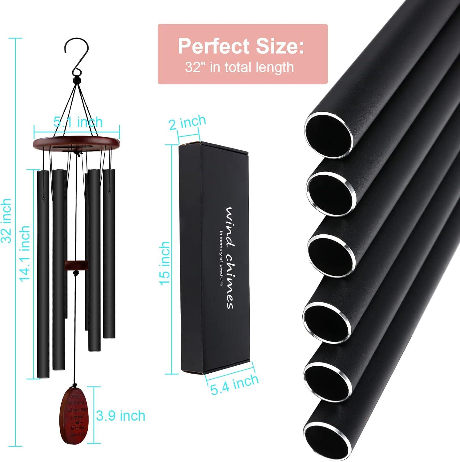 Sympathy Gifts for Loss of Loved One 32" Memorial Wind Chimes for Loss of Loved One Bereavement Condolence Gifts Sympathy Windchimes Memory Wind Chime with Memorial Card