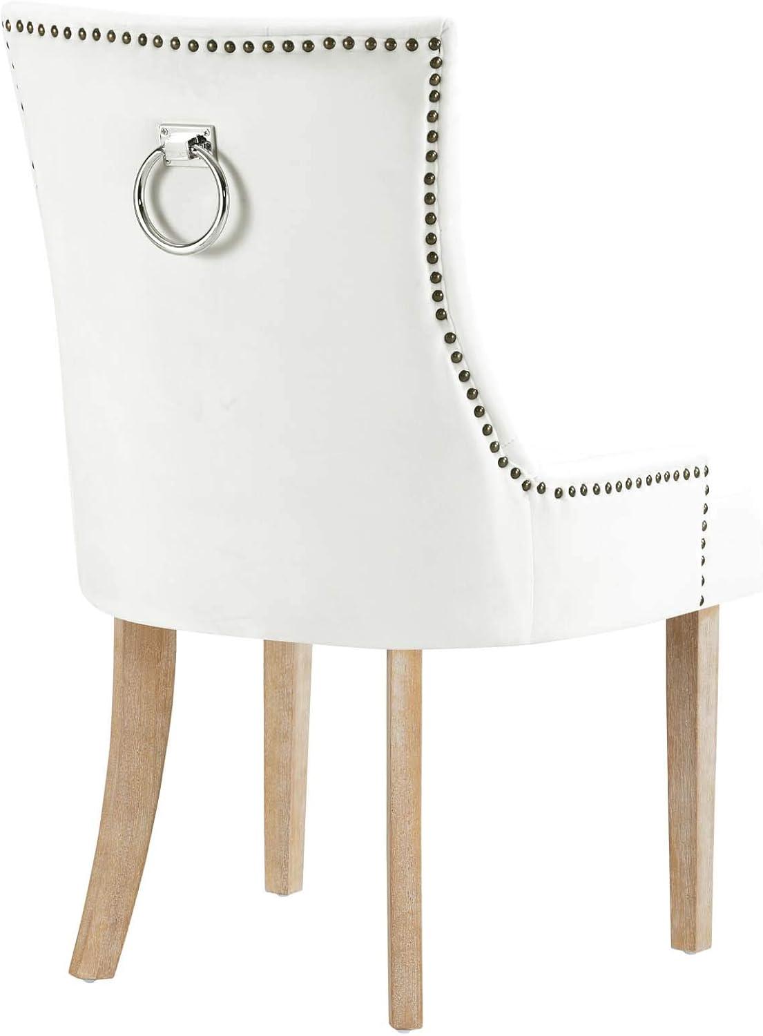 Modway Pose 19" Modern Performance Velvet Dining Chair in Ivory (Set of 2)