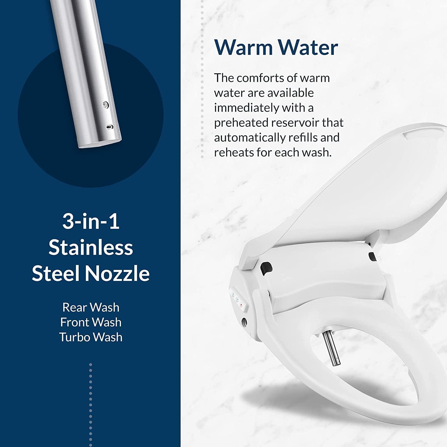 Bio Bidet by BEMIS Slim Three Bidet Toilet Seat, Adjustable Water Temperature with Warm Air Dryer 7ZSLIM3E 000