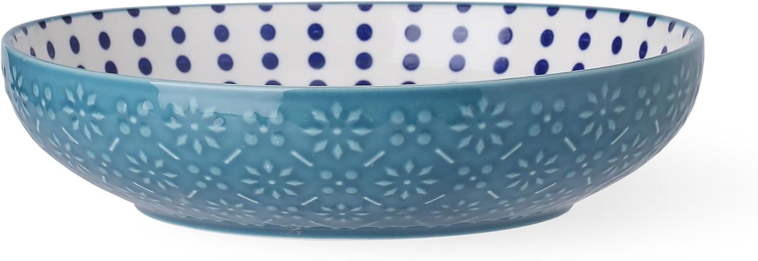 Colorful Ceramic 8.5-Inch Salad and Pasta Bowls Set