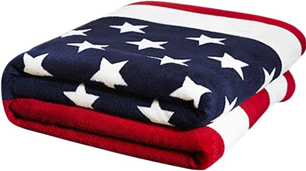 59"x79" American Flag Bed Sofa Blanket Couch Cover Luxury Super Soft Flannel Warm Plush Fleece Bed Throw Quilt Blanket Bedspread for Bed Couch Sofa Car Travel Bedding Blankets Machine Washable