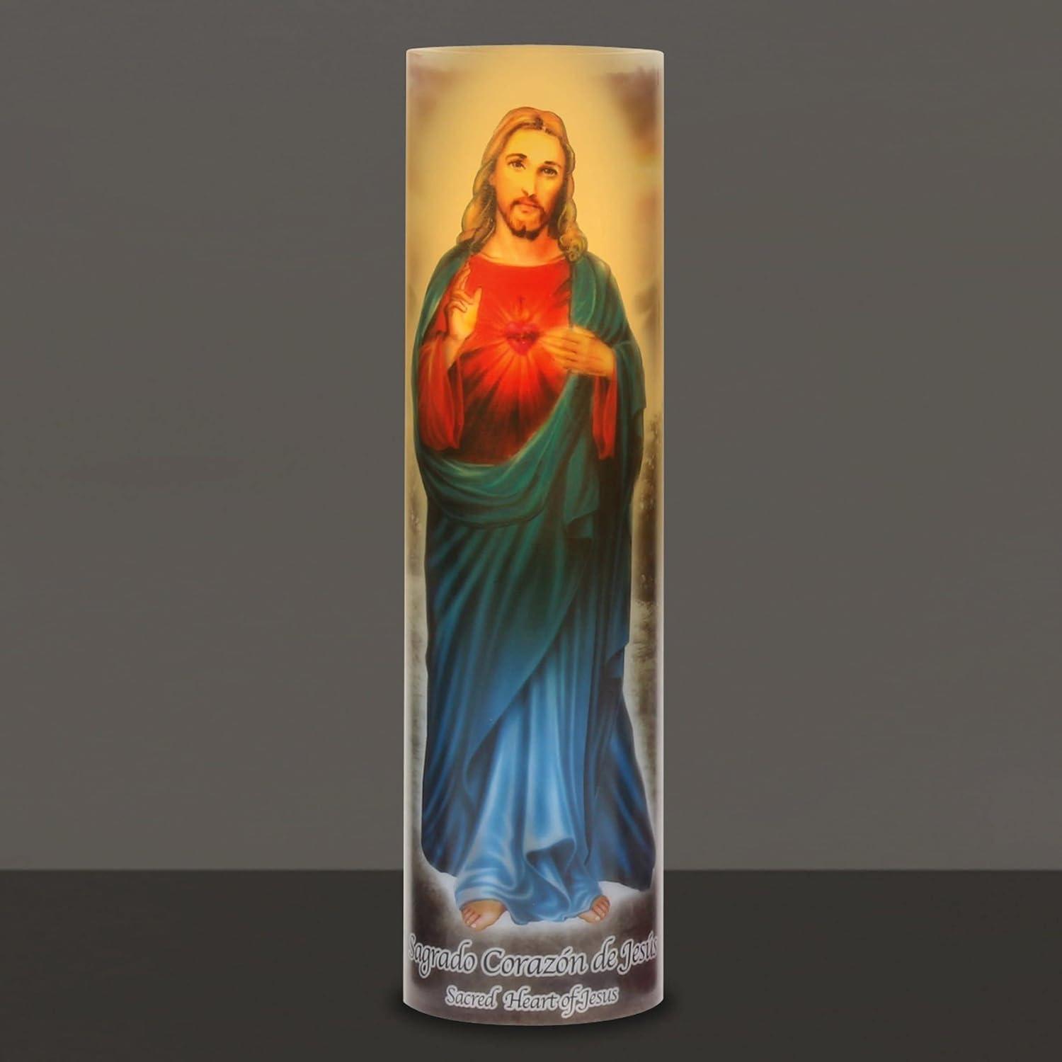 Divine Glow 8" Multi-Color LED Flameless Prayer Pillar Candle