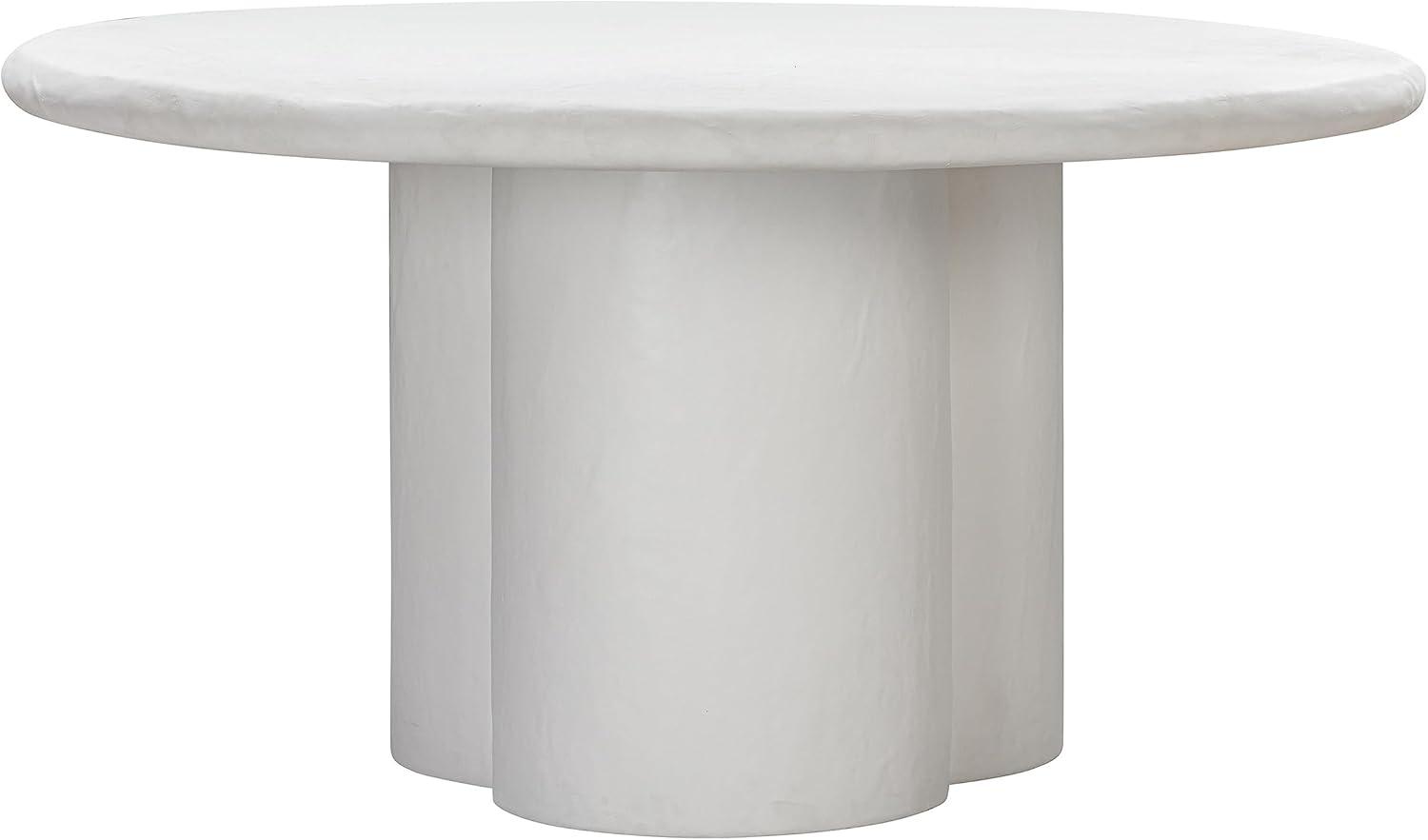 Maklaine Modern Contemporary White Faux Plaster Round Dining Table