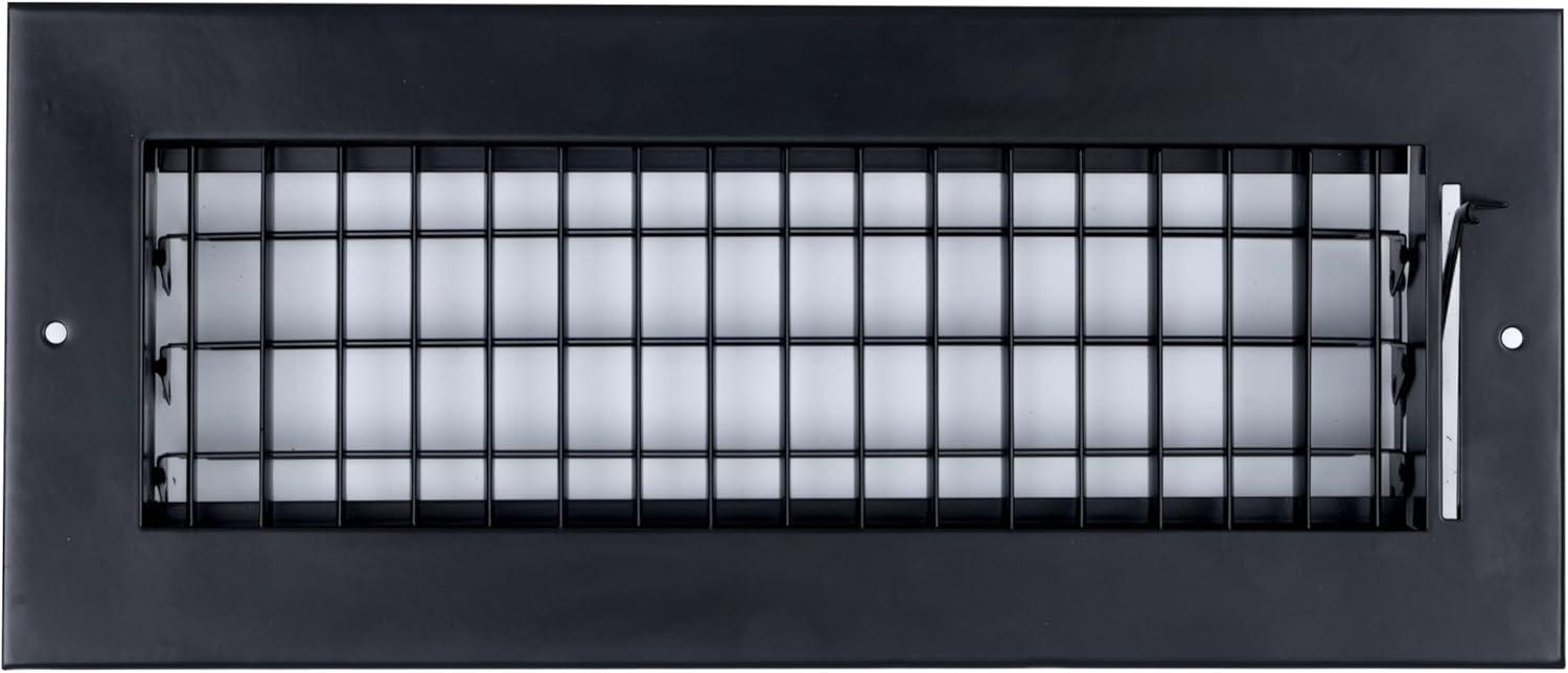 Fits 12x4 Duct Opening Steel Adjustable Air Supply Grille by Handua | Register Vent Cover Grill for Sidewall and Ceiling | Black | Outer Dimensions: 13.75" X 5.75"