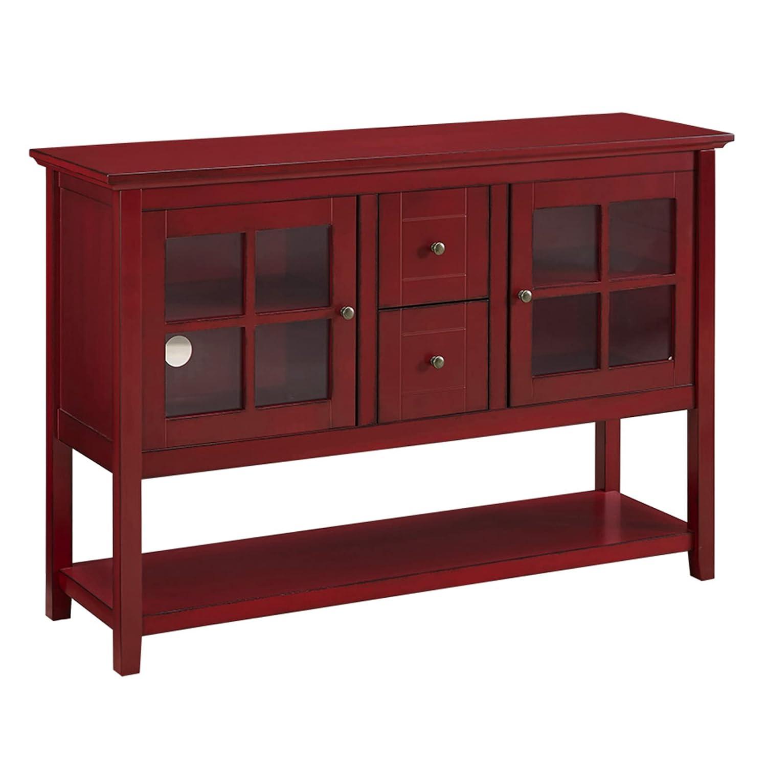 Walker Edison Highboy Transitional Wood TV Stand for TVs up to 55" - Antique Red