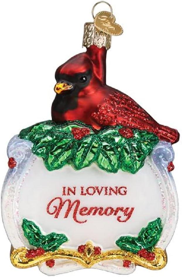 Old World Christmas 4.0 Inch Memorial Cardinal In Loving Memory Tree Ornaments