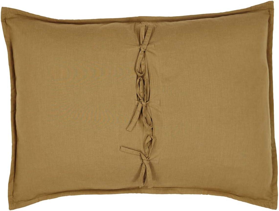 VHC Brands Stratton Primitive Standard Sham Tan Appliqued Cotton Star Hand Quilted Rectangle Bedroom Decor